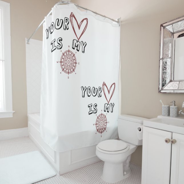 Rideaux De Douche Ton coeur est mon boussole (En situation)