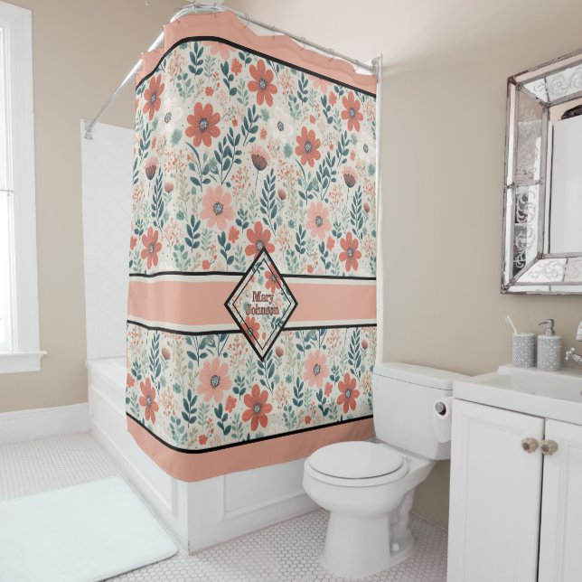 Rideaux De Douche Tons boho assourdis personnalisés (En situation)