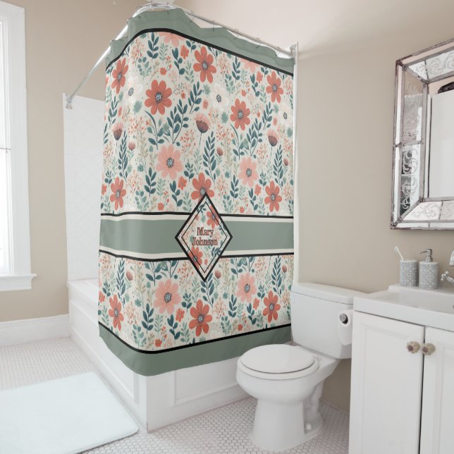 Rideaux De Douche Tons boho assourdis personnalisés (En situation)