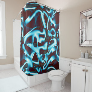 Rideaux De Douche Tons cyan clairs dans les rubans abstraits vers le