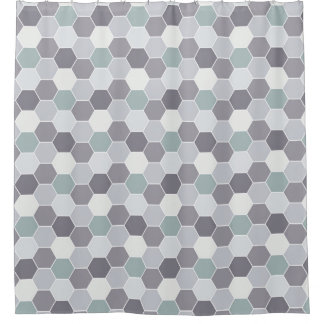 Rideaux De Douche Tons de gris et de blanc Motif de nid d'abeille
