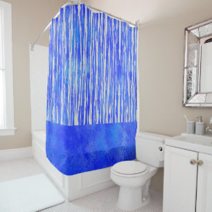 Rideaux De Douche Tons de Motif blanc et bleu rayé