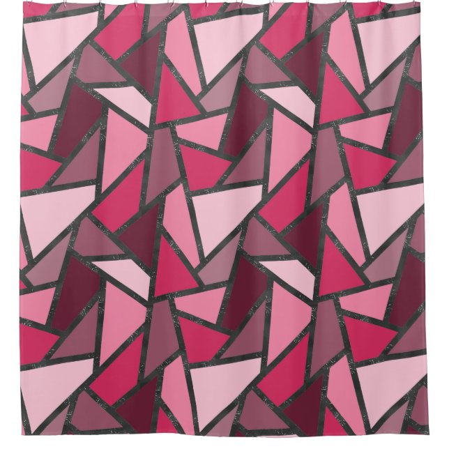 Rideaux De Douche Tons de motif en vitrail rose (Devant)