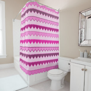 Rideaux De Douche Tons des lignes de coeur rose