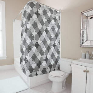 Rideaux De Douche Tons gris diagonaux de casse-tête