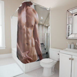 Rideaux De Douche Torse d'homme musclé torse nu sixpack de SlipperyJ