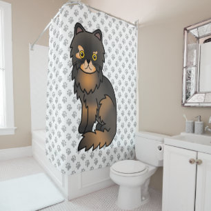 Rideaux De Douche Tortie Point Persan Chat de Dessin Animé Mignon &