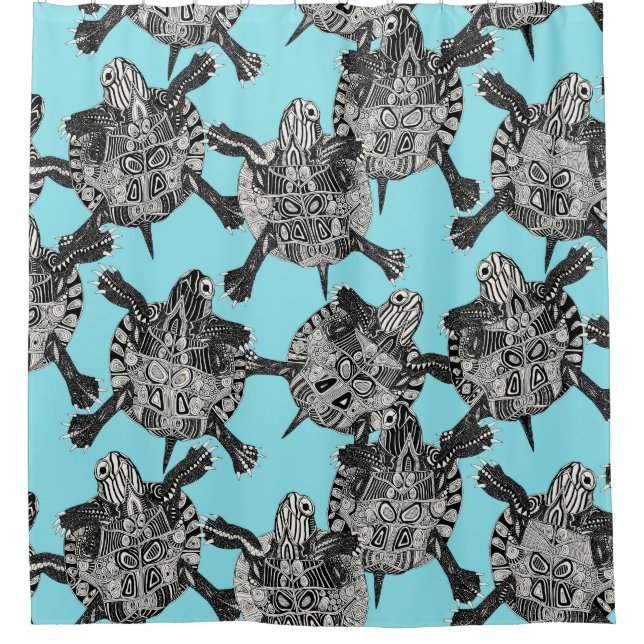 Rideaux De Douche tortue bleu (Devant)