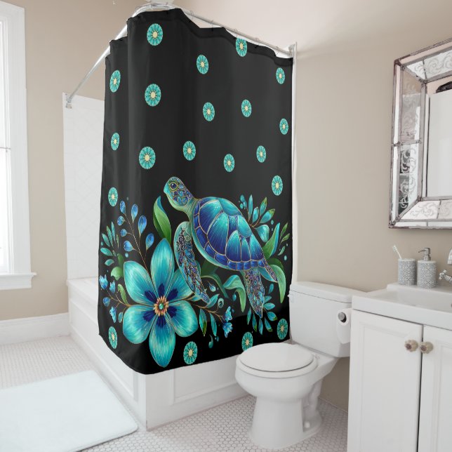 Rideaux De Douche Tortue de mer (En situation)