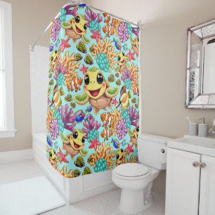 Rideaux De Douche Tortue de mer Bébé heureux et mignonne personnage