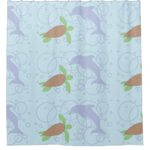 Rideaux De Douche Tortue de mer et dauphin