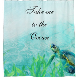 Rideaux De Douche Tortue de mer Océan Plage Art Tropical Élégant Chi