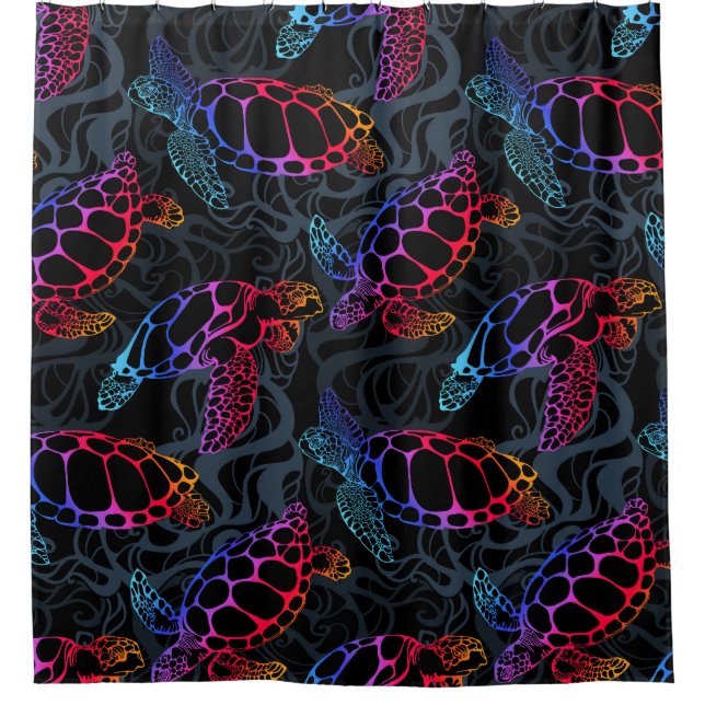 Rideaux De Douche Tortue de mer psychédélique : Boho Ocean (Devant)