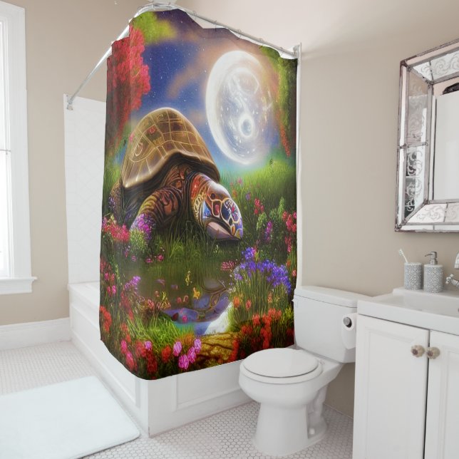 Rideaux De Douche Tortue fantaisiste colorée (En situation)