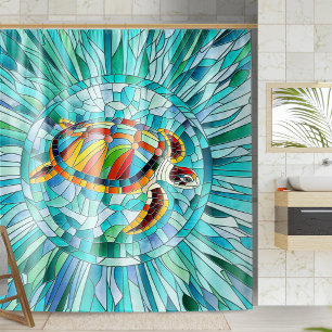 Rideaux De Douche Tortue mosaïque colorée