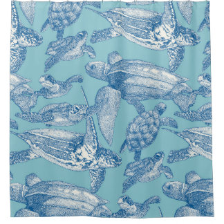 Rideaux De Douche tortues de mer cobalt bleu ciel