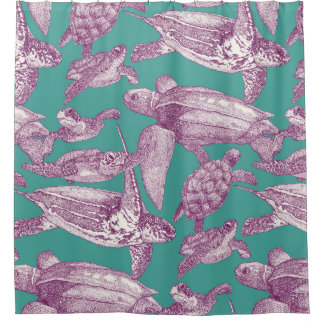 Rideaux De Douche tortues de mer violet turquoise