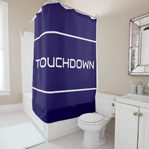 Rideaux De Douche TOUCHDOWN Bandes blanches modernes sur fond bleu m