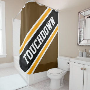 Rideaux De Douche TOUCHDOWN Brown Jaune Black Racing Stripes