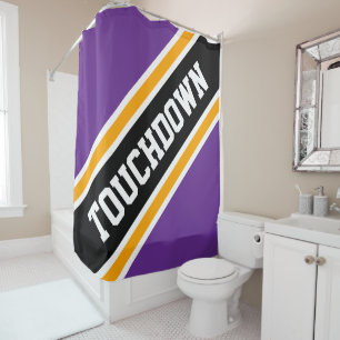 Rideaux De Douche TOUCHDOWN Royal Purple Yellow Black Racing Stripes