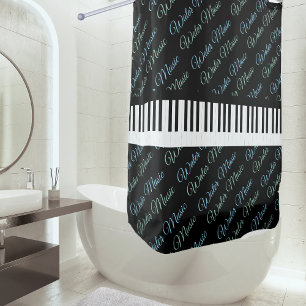 Rideaux De Douche Touches de piano de musique aquatique