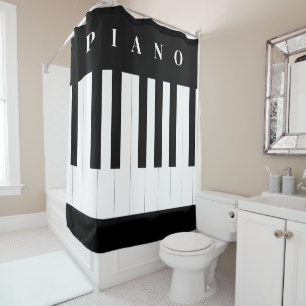 Rideaux De Douche Touches de piano Musique Clavier Instrument noir b