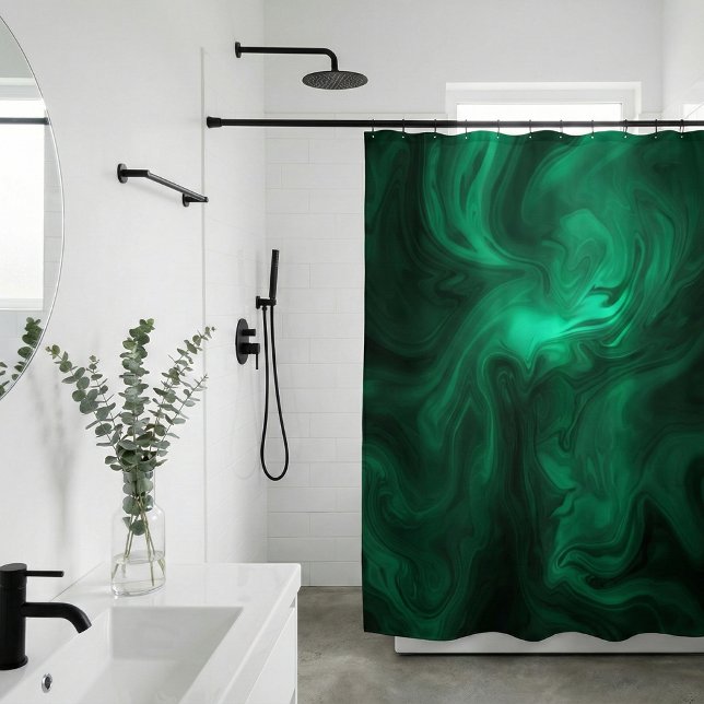 Rideaux De Douche Tourbillon Abstrait Vert Émeraude Mystique (Créateur téléchargé)
