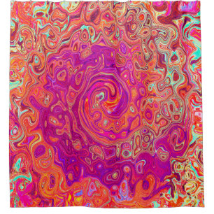Rideaux De Douche Tourbillon de marbre rétro abstrait corail et viol