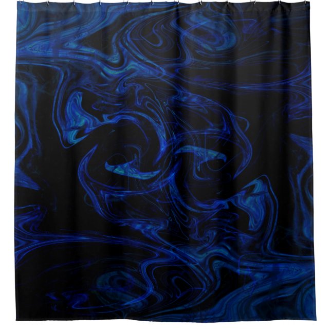 Rideaux De Douche Tourbillon Noir Bleu Abstrait Fumé Cool (Devant)