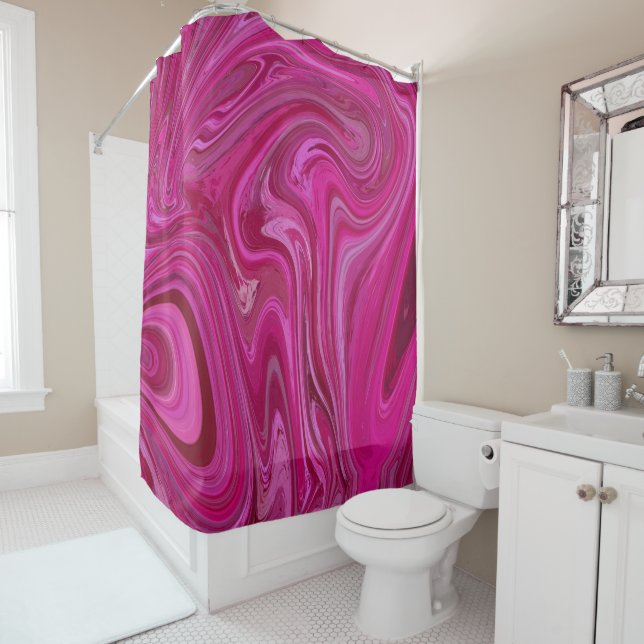 Rideaux De Douche Tourbillons roses (En situation)