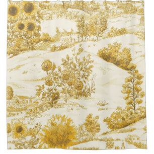 Rideaux De Douche Tournesol Campagne Vintage Toile Jaune (5)