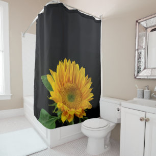 Rideaux De Douche Tournesol jaune sur le Curtaï de douche Arrière