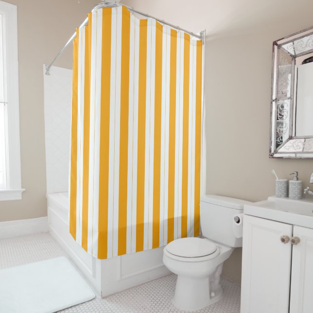 Rideaux De Douche Tournesol rayé orange jaune (En situation)