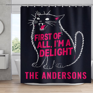 Rideaux De Douche Tout D'abord Je Suis Un Délice Chat Noir Rugissant
