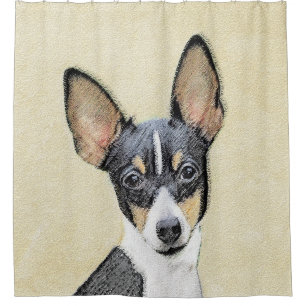 Rideaux De Douche Toy Fox Terrier Peinture - Cute Original Chien Art