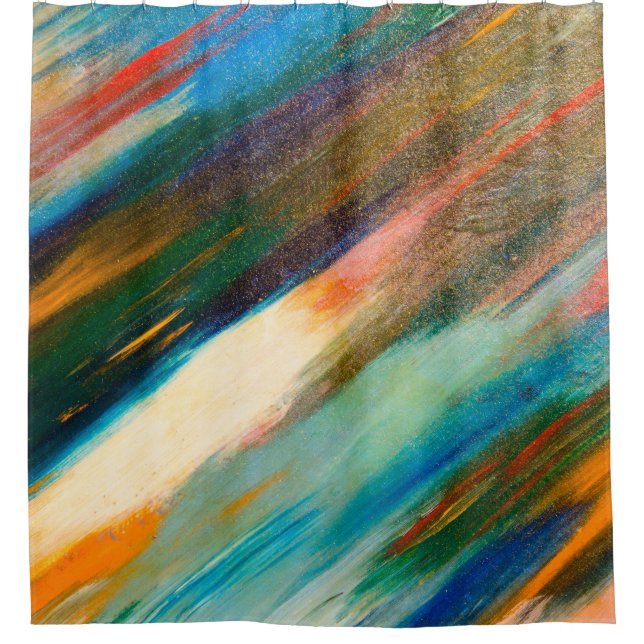 Rideaux De Douche Tracées d'aquarelle multicolores longues en diagon (Devant)