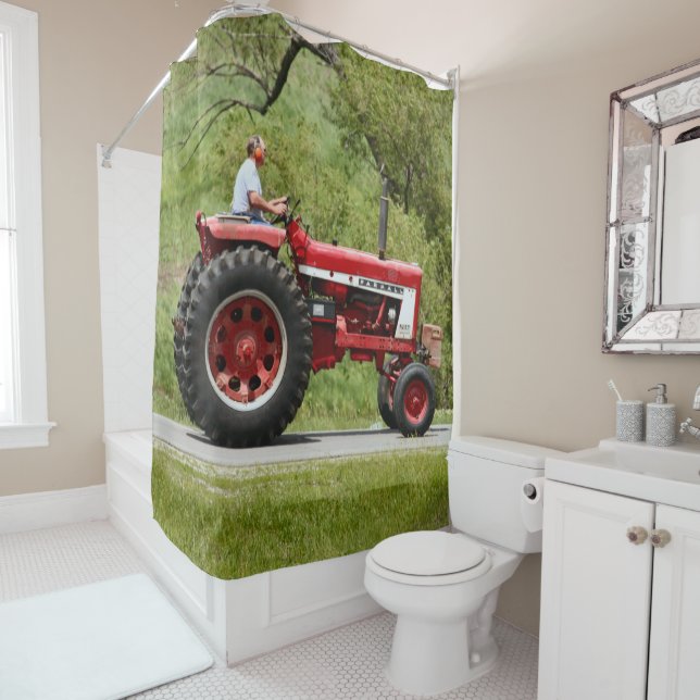 Rideaux De Douche tracteur rouge (En situation)