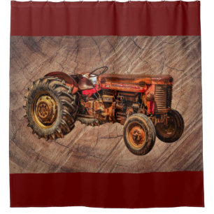 Rideaux De Douche Tracteur rouge antique