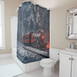 Rideaux De Douche Train à neige vintage