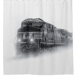 Rideaux De Douche Trains de train noir et blanc