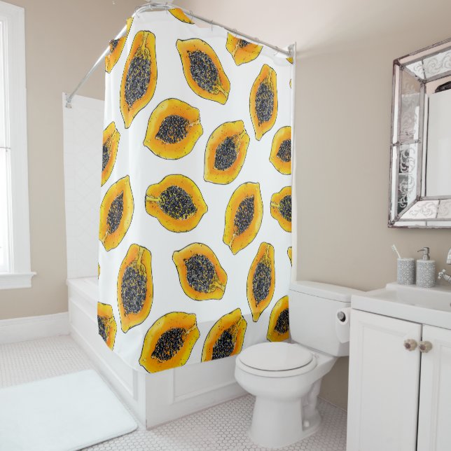 Rideaux De Douche Tranches de Papaya (En situation)