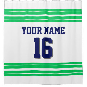 Rideaux De Douche TRANS 2X Emerald Green Stripes texte marine