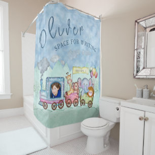 Rideaux De Douche Transport ferroviaire vintage photo de l'aquarelle