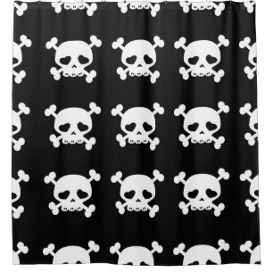 Rideaux De Douche Traverses du crâne : Motif noir-blanc.