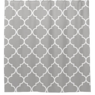 Rideaux De Douche Treillis marocain gris et blanc Quatrefoil