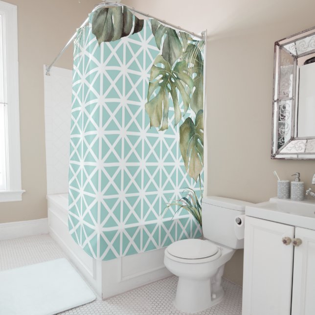 Rideaux De Douche treillis tropicale MCM (En situation)