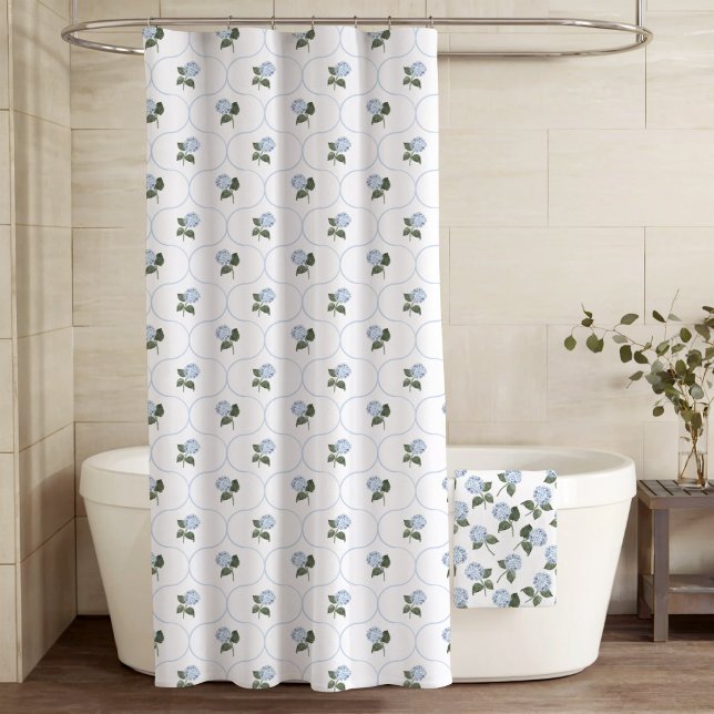Rideaux De Douche Trellis d'hortensia bleu  (Hydrangea Trellis Blue Shower Curtain)