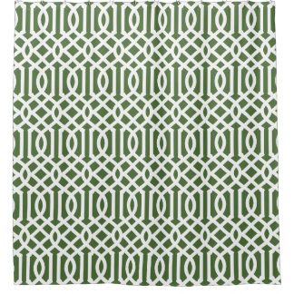 Rideaux De Douche Trellis vert mousse et blanc