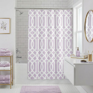 Rideaux De Douche Trellis Violet Lilas et Blanc Couleurs Éditable