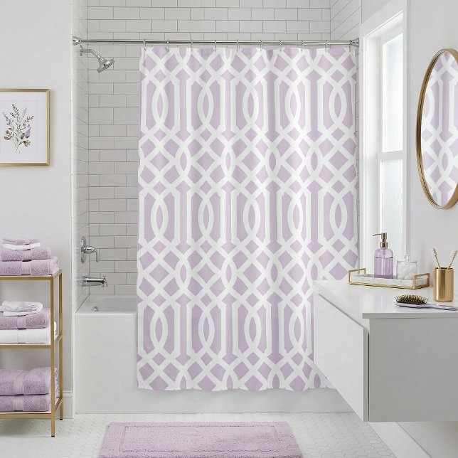 Rideaux De Douche Trellis Violet Lilas et Blanc | Couleurs Éditable (Créateur téléchargé)